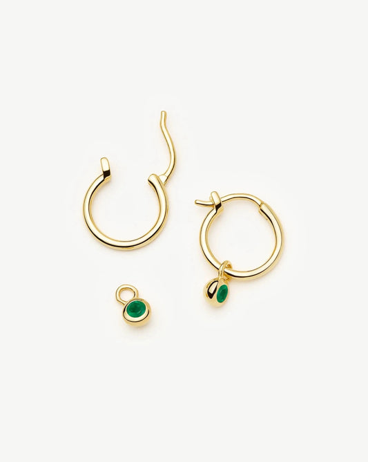 Birthstone Mini Charm Hoop Earrings | 18k Gold Vermeil Earrings Missoma 