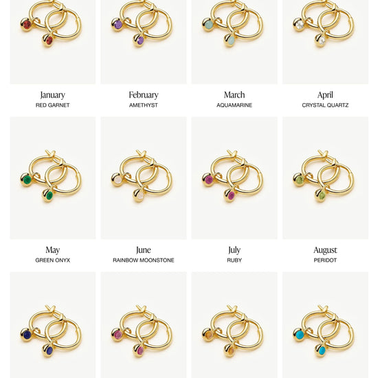 Birthstone Mini Charm Hoop Earrings | 18k Gold Vermeil Earrings Missoma 