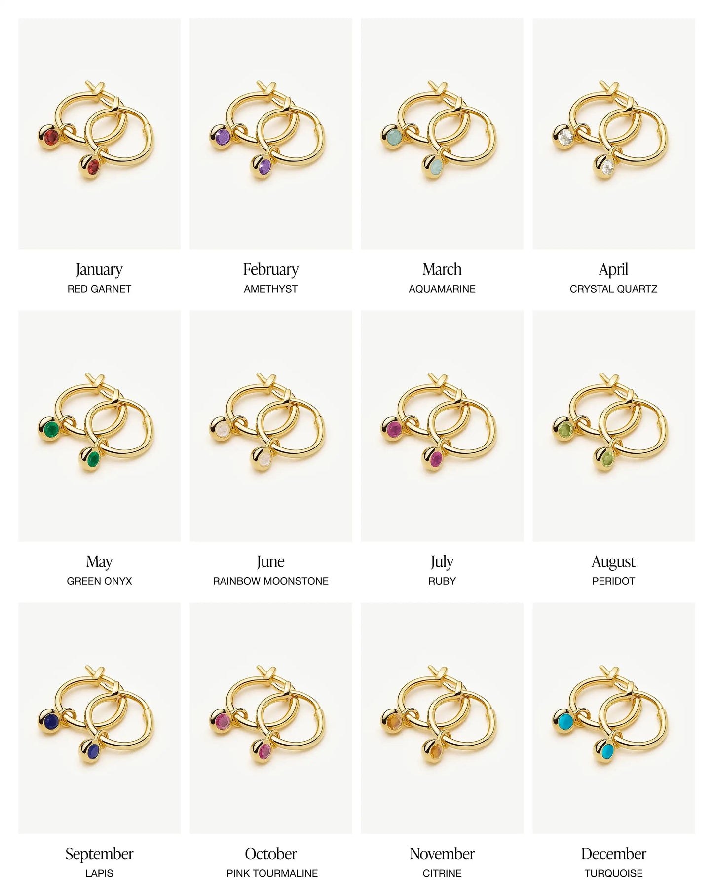 Birthstone Mini Charm Hoop Earrings | 18k Gold Vermeil Earrings Missoma 