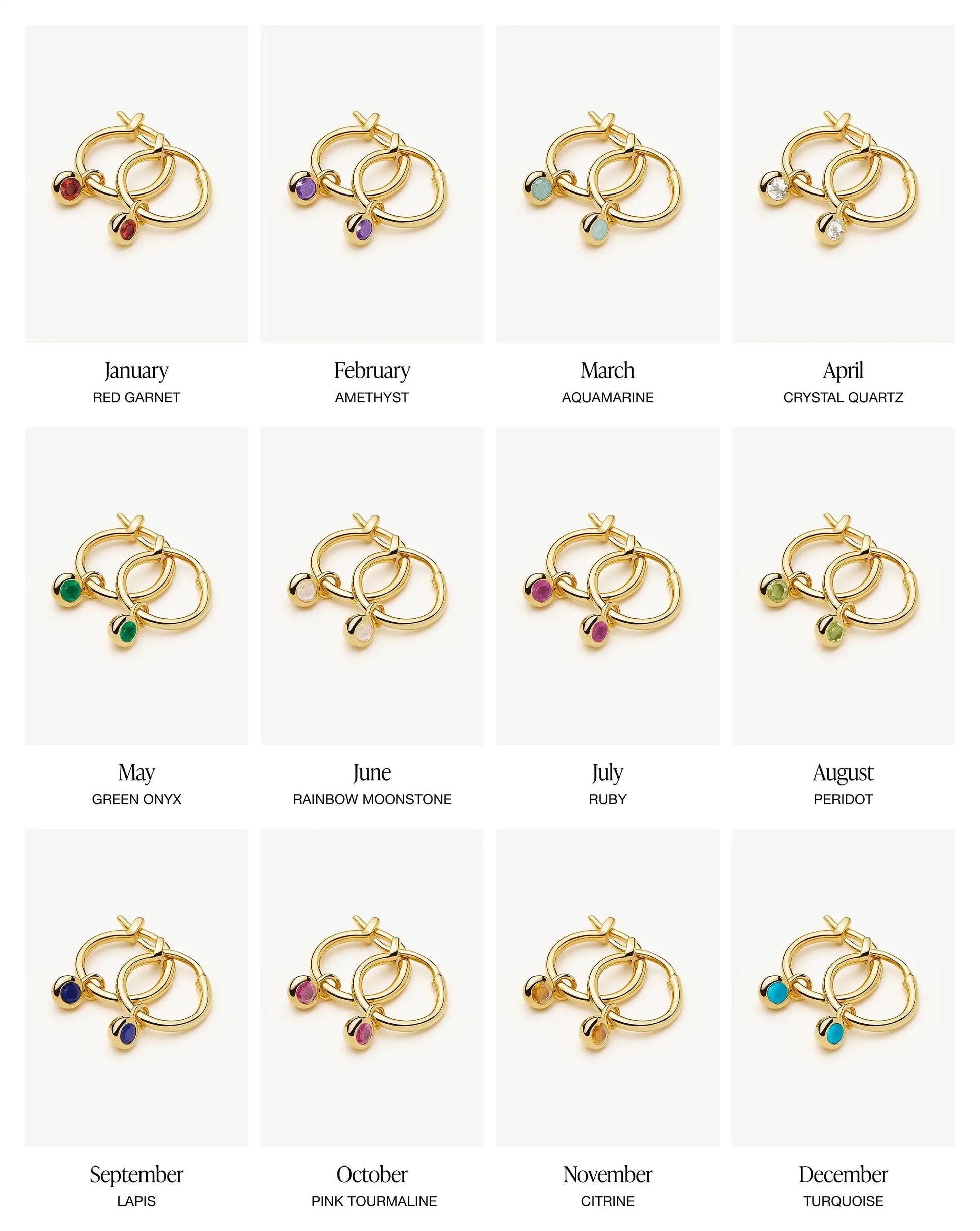 Birthstone Mini Charm Hoop Earrings | 18k Gold Vermeil Earrings Missoma 