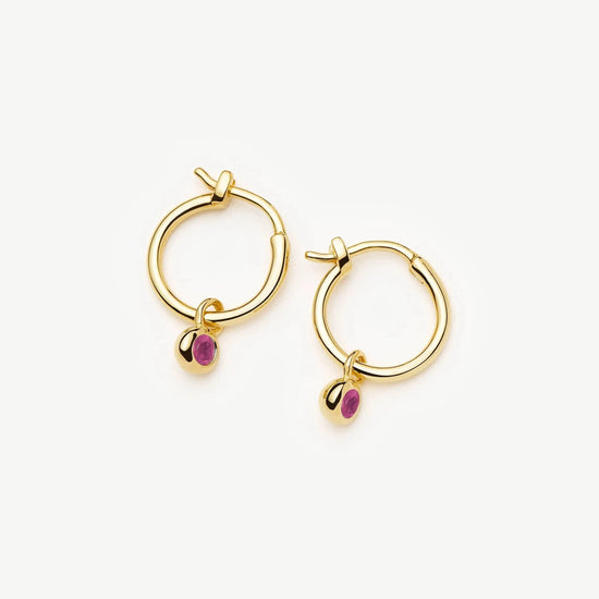 Birthstone Mini Charm Hoop Earrings | 18k Gold Vermeil Earrings Missoma 
