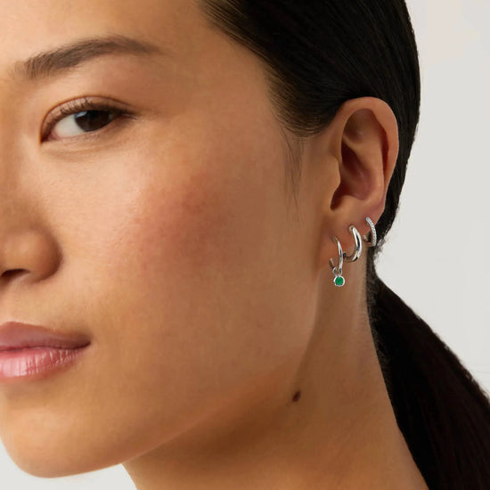 Birthstone Mini Charm Hoop Earrings | Sterling Silver Earrings Missoma 