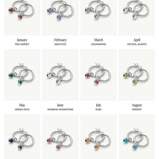 Birthstone Mini Charm Hoop Earrings | Sterling Silver Earrings Missoma 