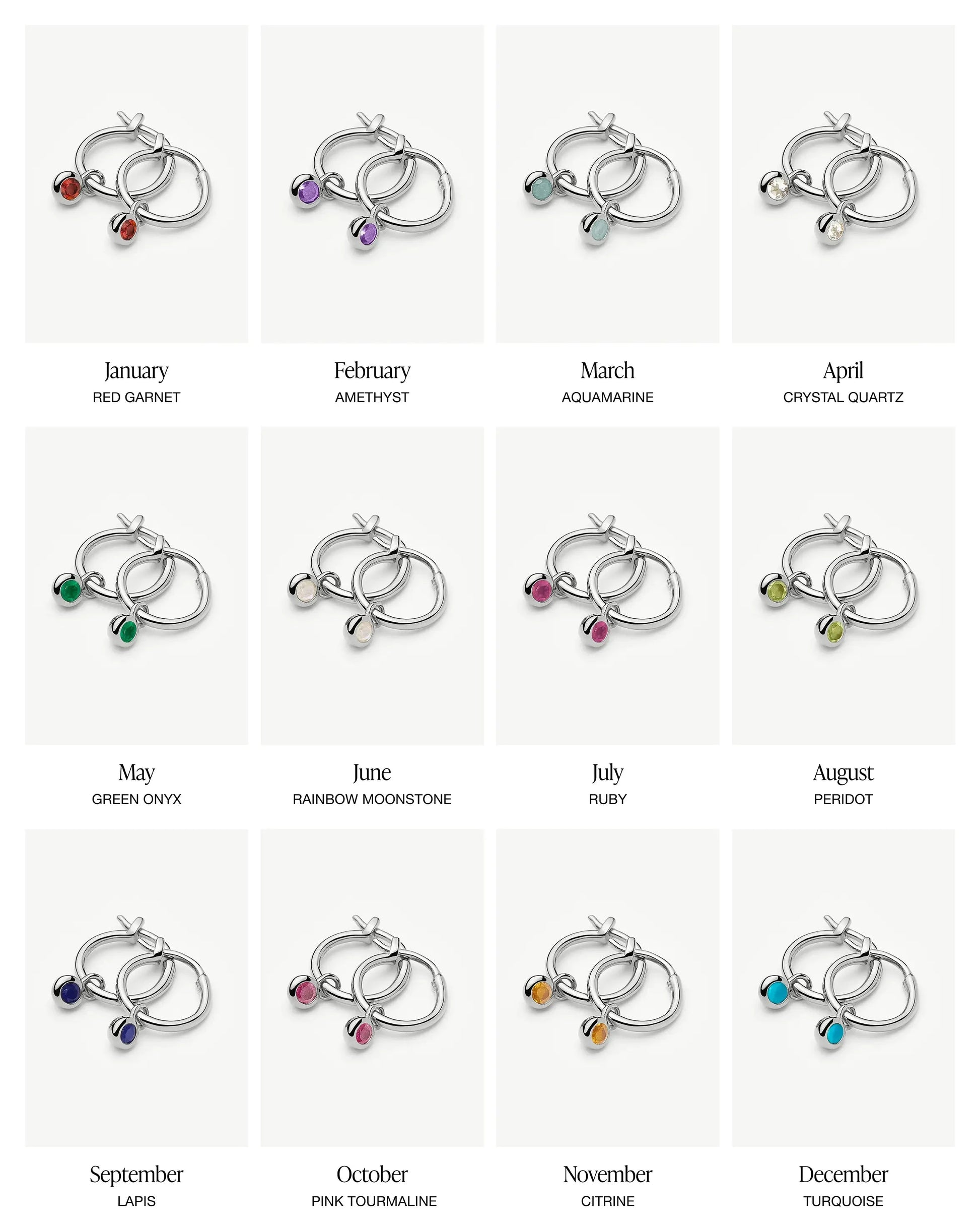 Birthstone Mini Charm Hoop Earrings | Sterling Silver Earrings Missoma 