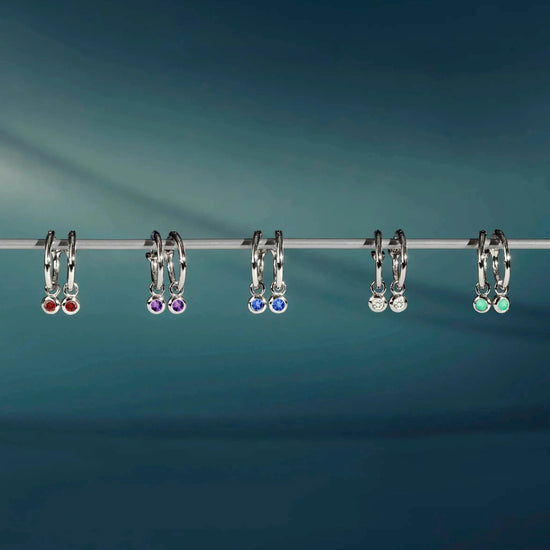 Birthstone Mini Charm Hoop Earrings | Sterling Silver Earrings Missoma 