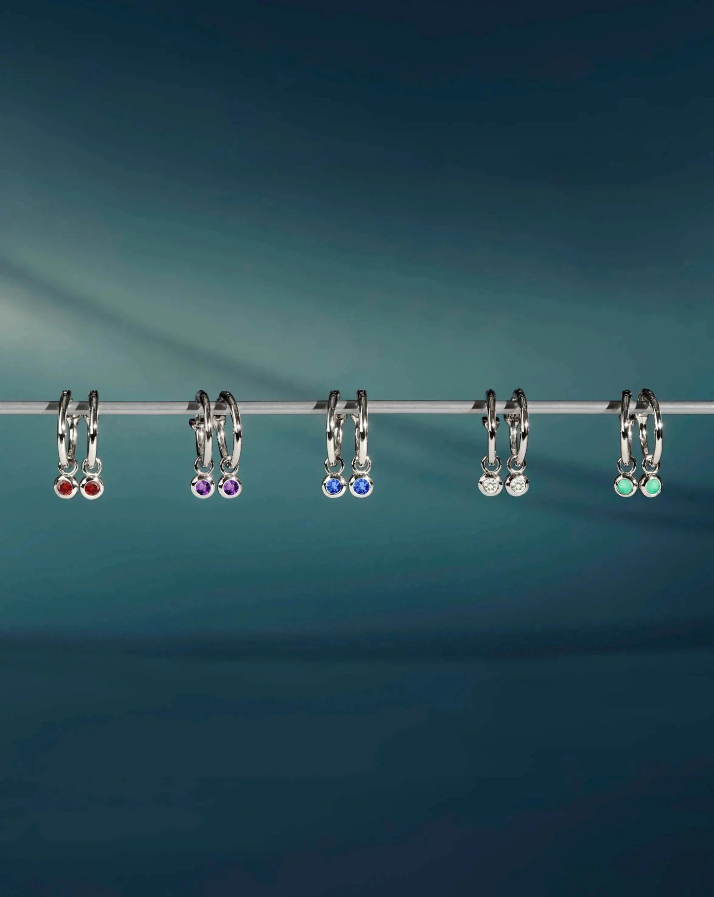 Birthstone Mini Charm Hoop Earrings | Sterling Silver Earrings Missoma 