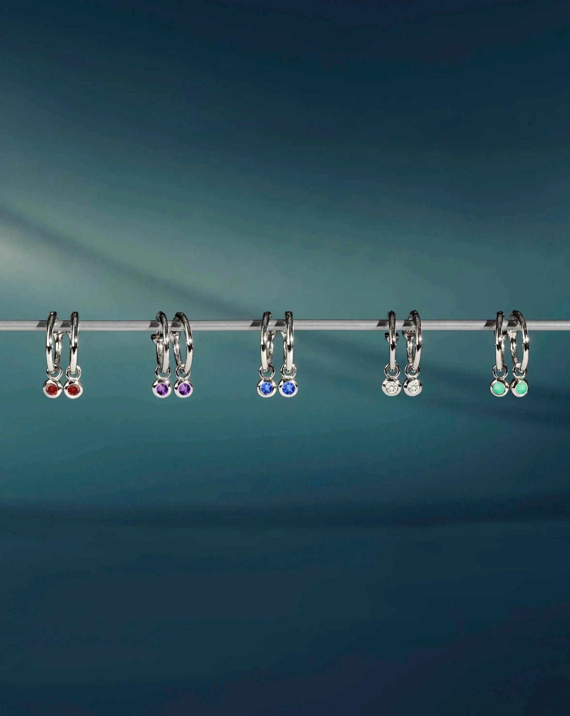 Birthstone Mini Charm Hoop Earrings | Sterling Silver Earrings Missoma 