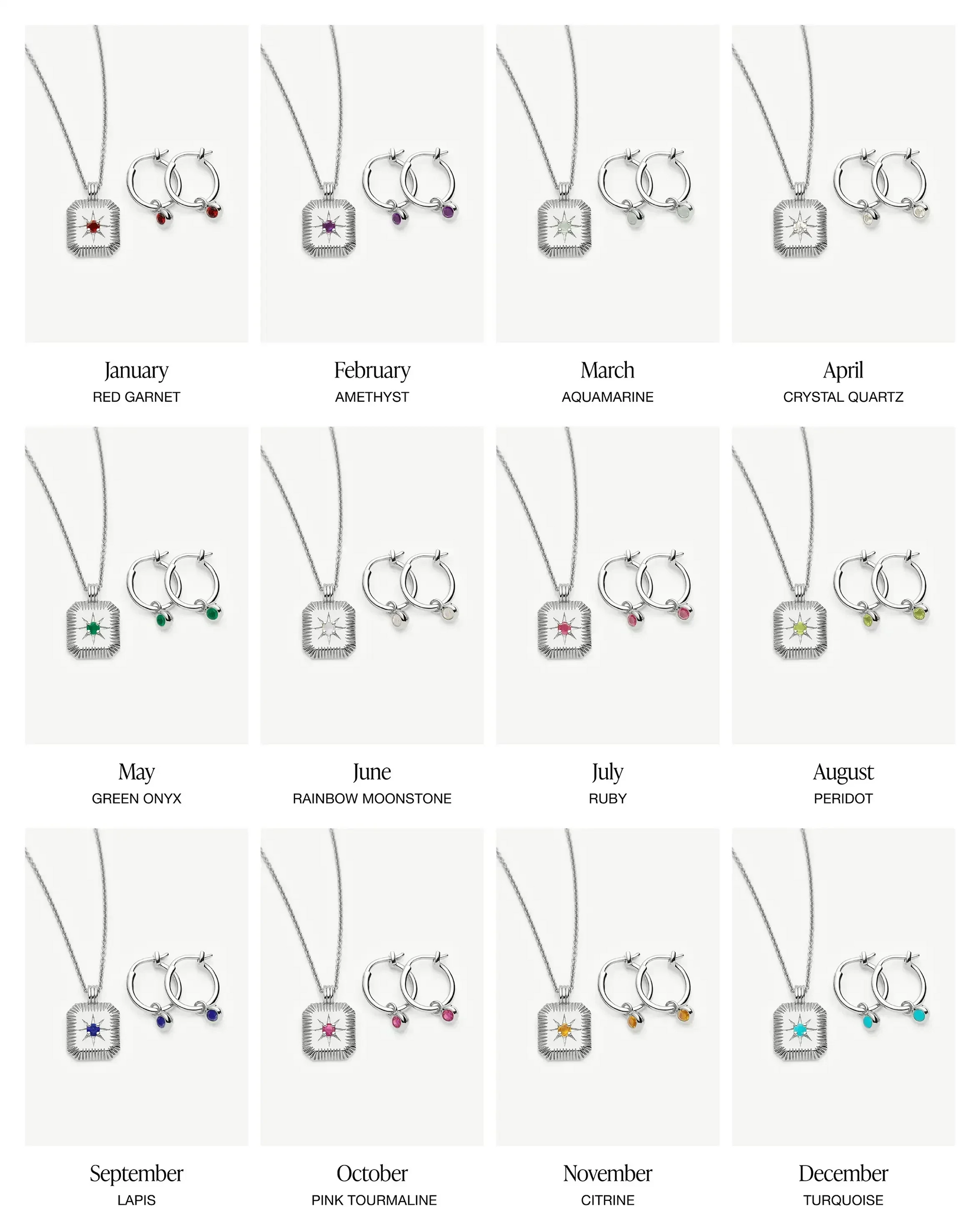 Birthstone Necklace & Charm Earrings Set | Sterling Silver Necklaces Missoma 