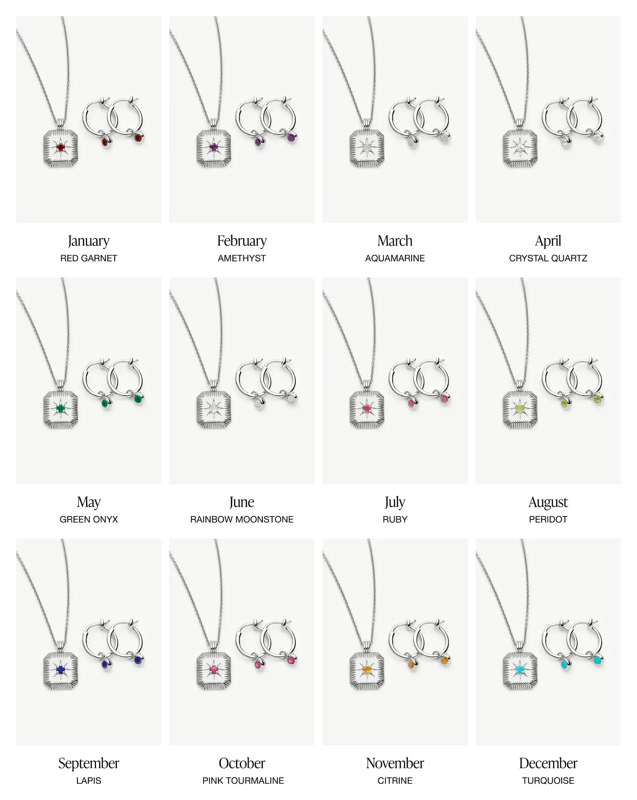 Birthstone Necklace & Charm Earrings Set | Sterling Silver Necklaces Missoma 