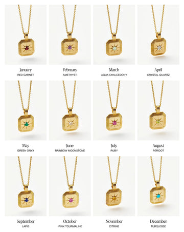 gold birthstone necklace with pendant in every month 
