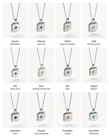 sterling silver birthstone pendant necklace for each month 