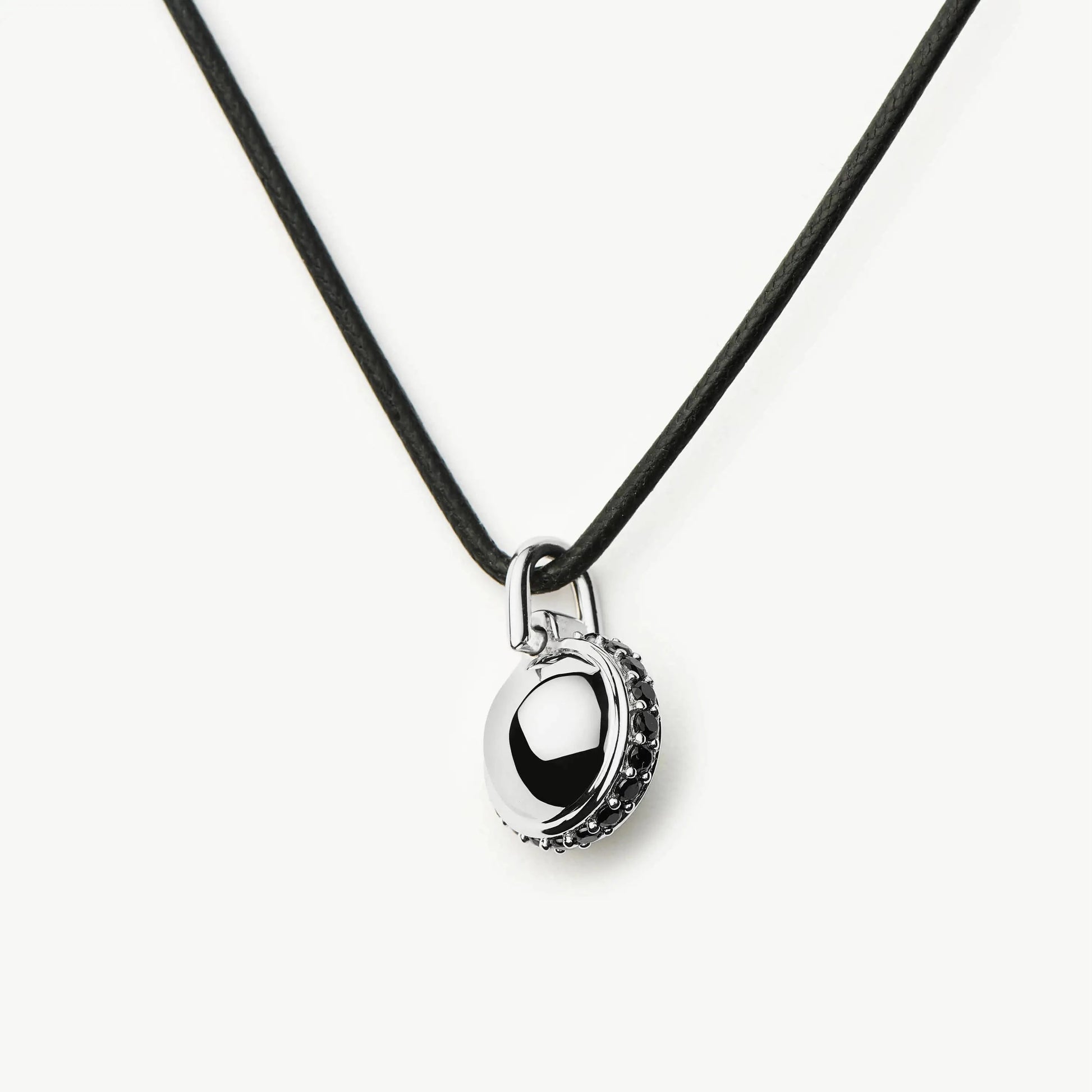 Black Onyx Pendant Cord Necklace | Silver Plated Necklaces Missoma 