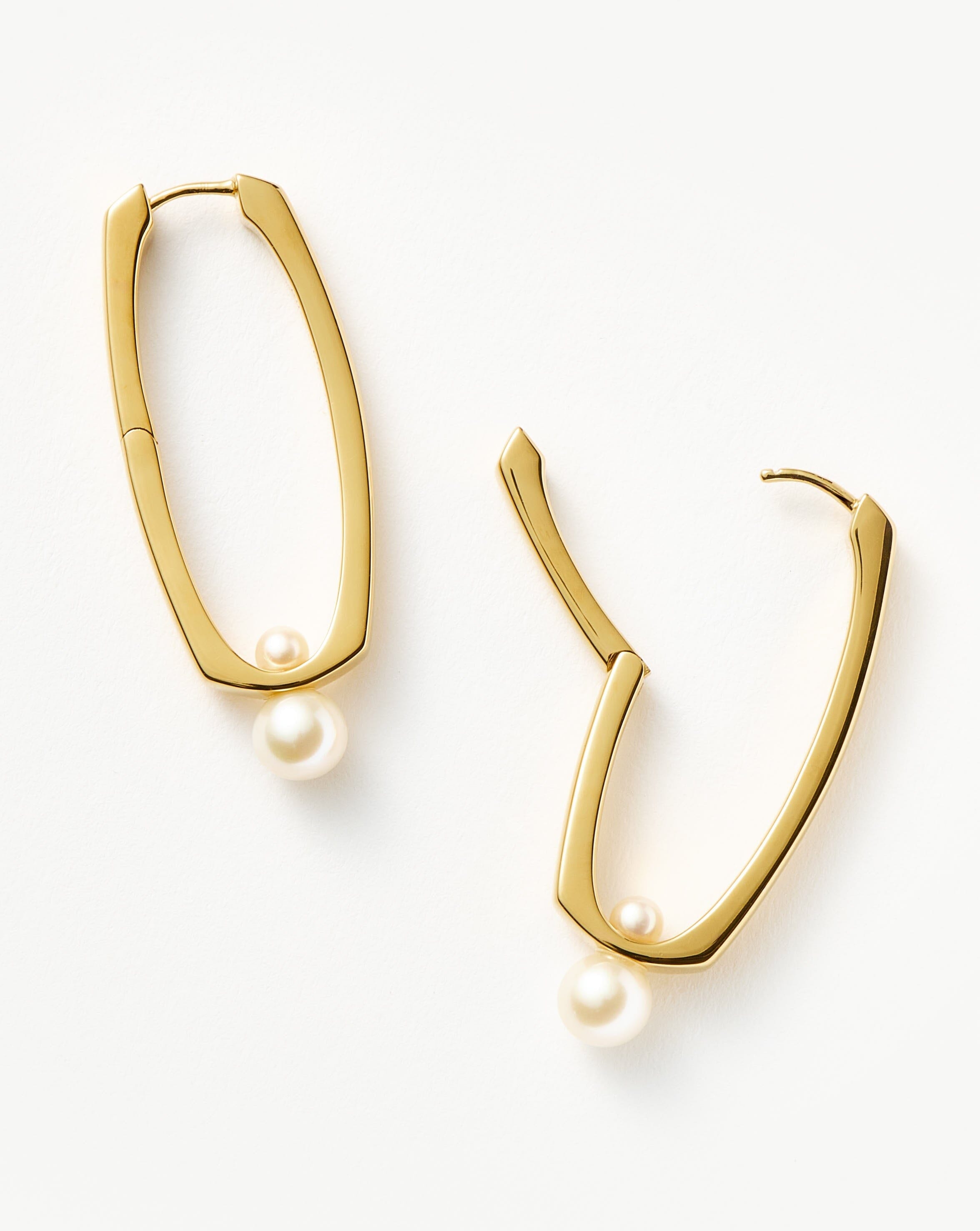 Button Pearl Ovate Hoop Earrings | 18k Gold Plated/Pearl Earrings Missoma 