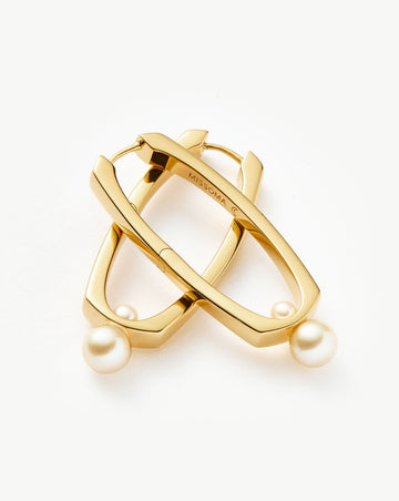 Button Pearl Ovate Hoop Earrings | 18k Gold Plated/Pearl Earrings Missoma 