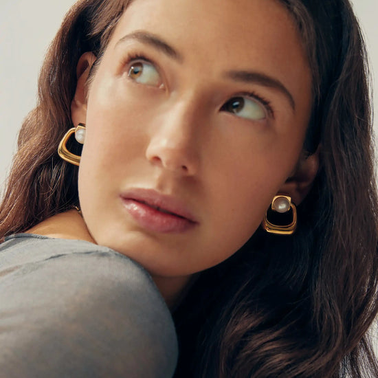 Button Pearl Statement Stud Earrings | 18k Gold Plated/Pearl Earrings Missoma 