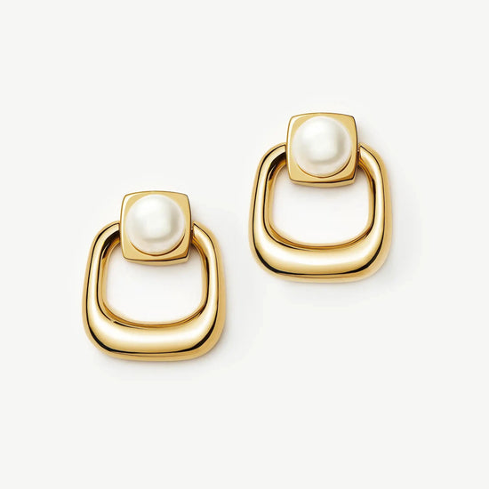 Button Pearl Statement Stud Earrings | 18k Gold Plated/Pearl Earrings Missoma 