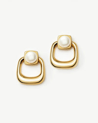 Button Pearl Statement Stud Earrings | 18k Gold Plated/Pearl Earrings Missoma 