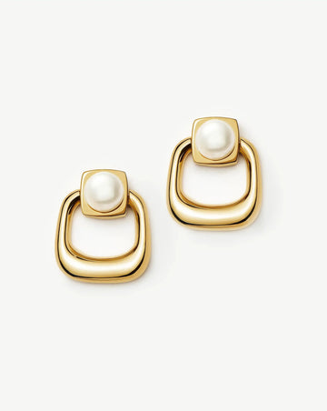 Button Pearl Statement Stud Earrings | 18k Gold Plated/Pearl Earrings Missoma 