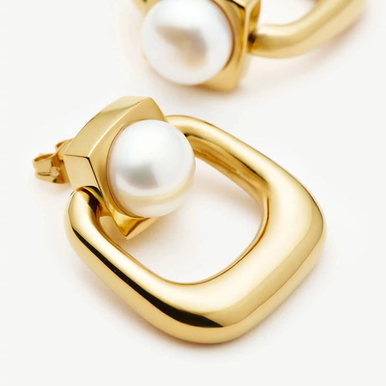 Button Pearl Statement Stud Earrings | 18k Gold Plated/Pearl Earrings Missoma 