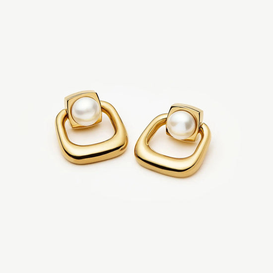 Button Pearl Statement Stud Earrings | 18k Gold Plated/Pearl Earrings Missoma 