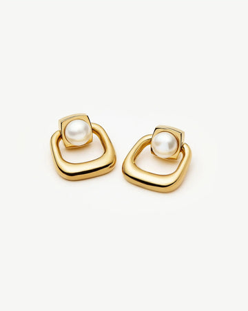Button Pearl Statement Stud Earrings | 18k Gold Plated/Pearl Earrings Missoma 