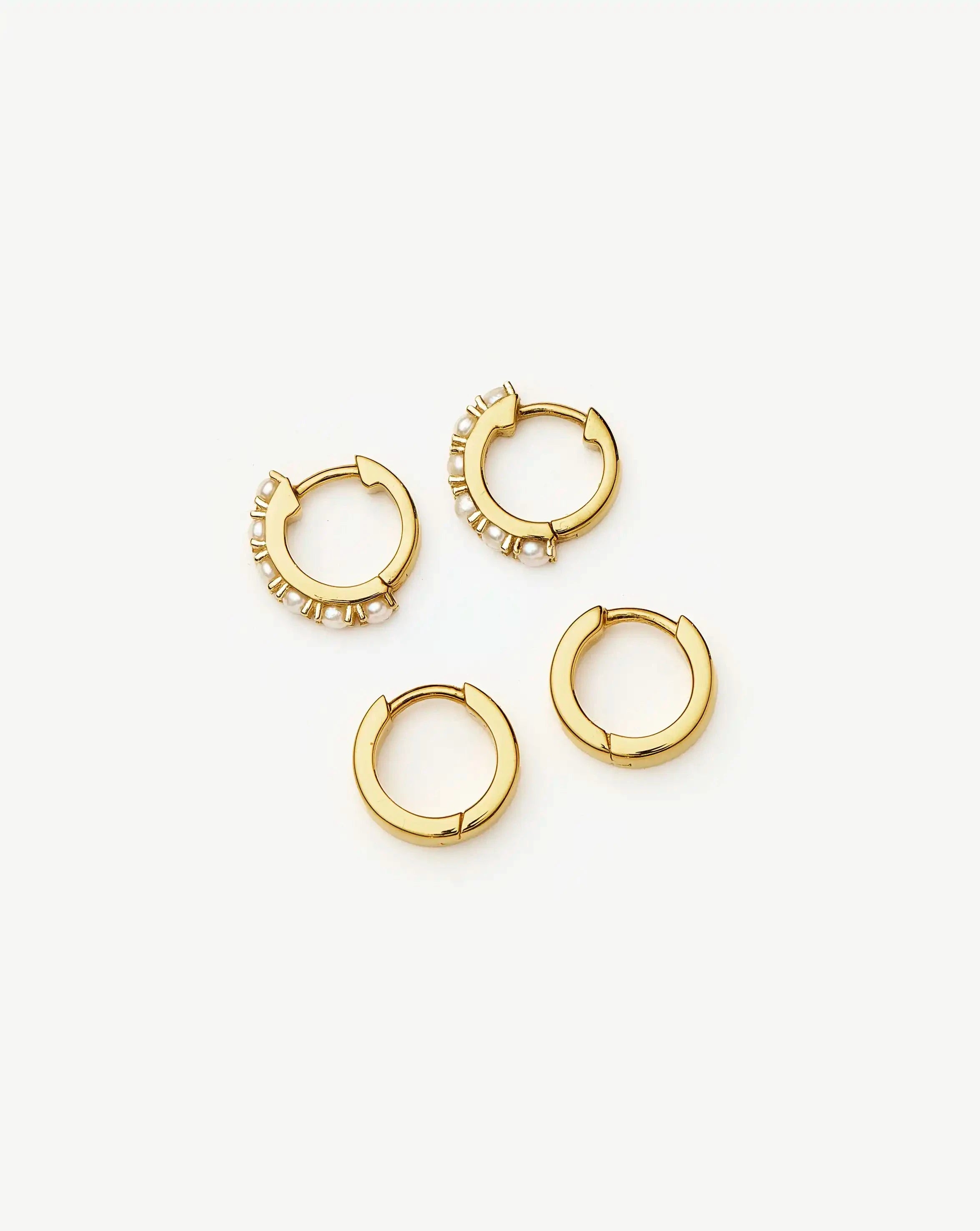 Chubby & Gemstone Huggies Set | 18k Gold Plated Vermeil / Pearl Earrings Missoma 