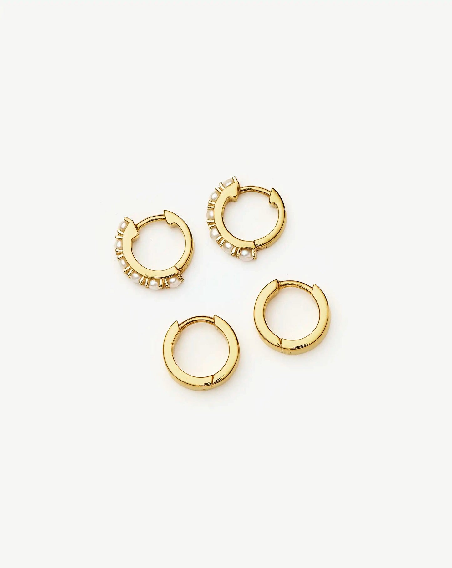 Chubby & Gemstone Huggies Set | 18k Gold Plated Vermeil / Pearl Earrings Missoma 