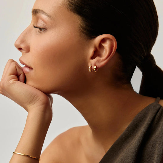 Chubby & Gemstone Huggies Set | 18k Gold Plated Vermeil / Pearl Earrings Missoma 