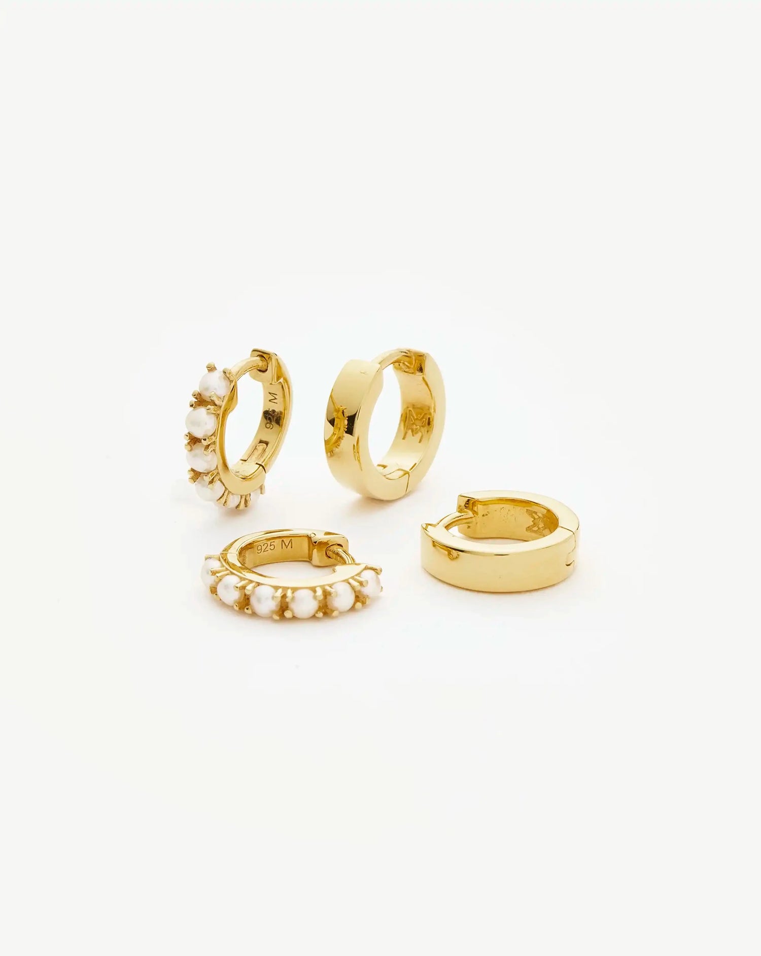 Chubby & Gemstone Huggies Set | 18k Gold Plated Vermeil / Pearl Earrings Missoma 