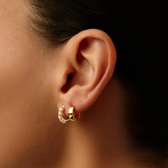 Chubby & Gemstone Huggies Set | 18k Gold Plated Vermeil / Pearl Earrings Missoma 