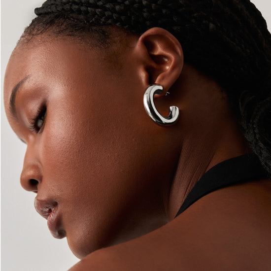 Chubby Large Hoop Earrings | Silver Plated Earrings Missoma 