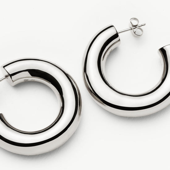 Chubby Large Hoop Earrings | Silver Plated Earrings Missoma 