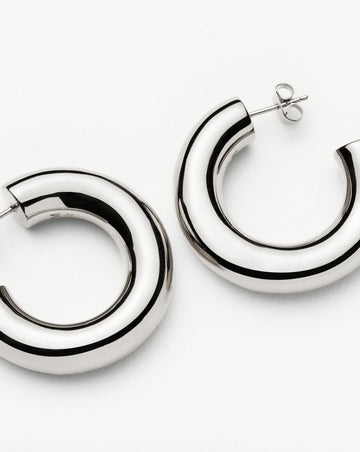 Chubby Large Hoop Earrings | Silver Plated Earrings Missoma 