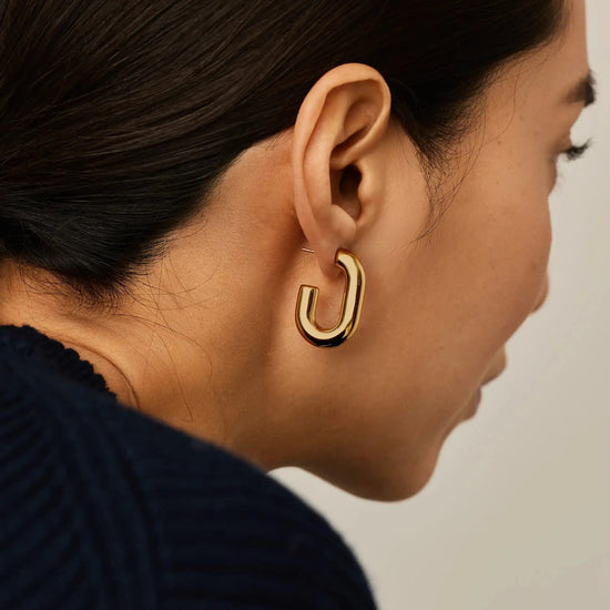 Chubby Oval Medium Hoop Earrings | 18k Gold Plated Earrings Missoma 