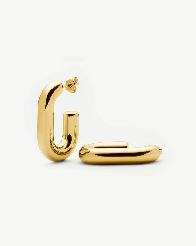 Chubby Oval Medium Hoop Earrings | 18k Gold Plated