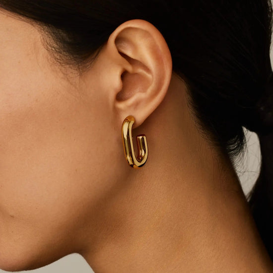 Chubby Oval Medium Hoop Earrings | 18k Gold Plated Earrings Missoma 