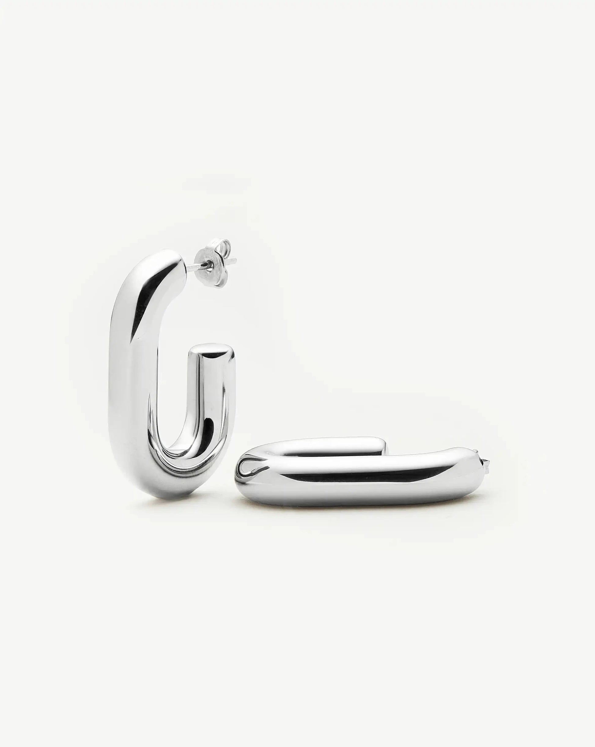 Chubby Oval Medium Hoop Earrings | Platinum Plated Earrings Missoma 