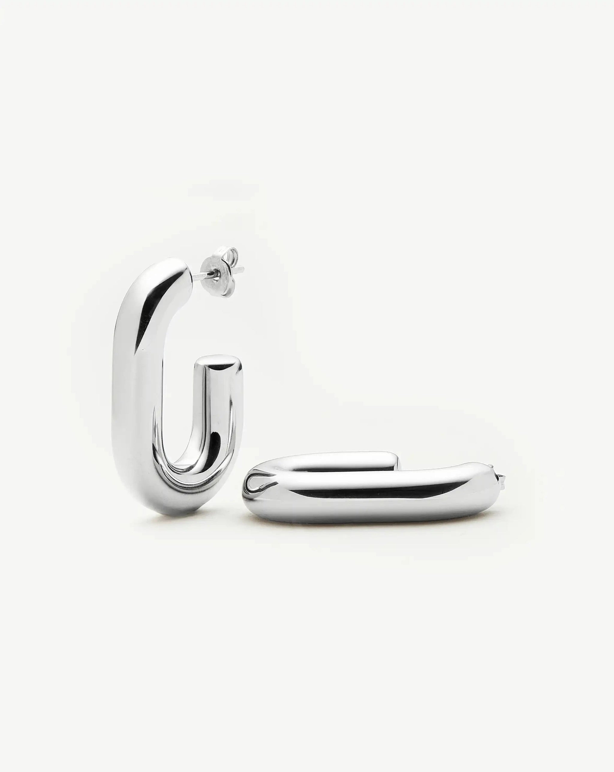 Chubby Oval Medium Hoop Earrings | Platinum Plated Earrings Missoma 