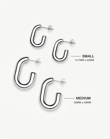 Chubby Oval Medium Hoop Earrings | Platinum Plated Earrings Missoma 