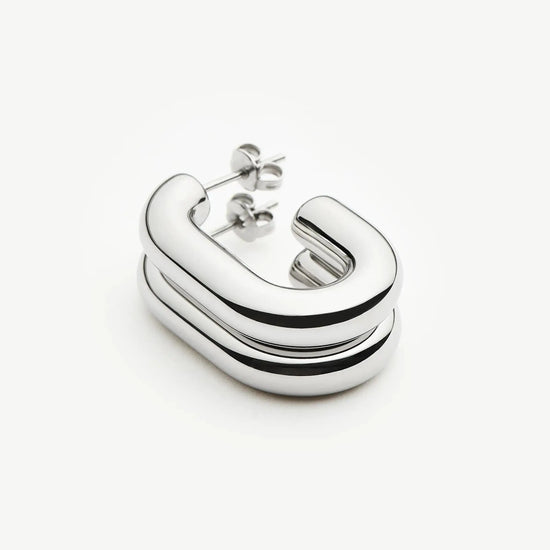 Chubby Oval Medium Hoop Earrings | Platinum Plated Earrings Missoma 