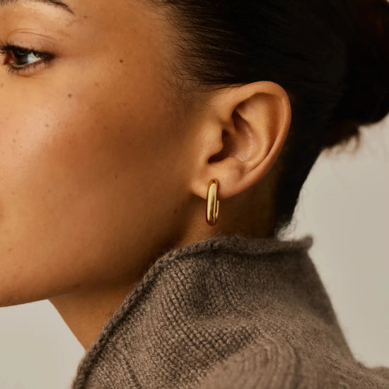 Chubby Oval Small Hoop Earrings | 18k Gold Plated Earrings Missoma 