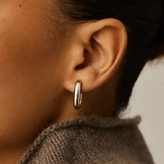 Chubby Oval Small Hoop Earrings | Platinum Plated Earrings Missoma 