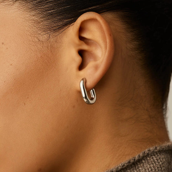 Chubby Oval Small Hoop Earrings | Platinum Plated Earrings Missoma 