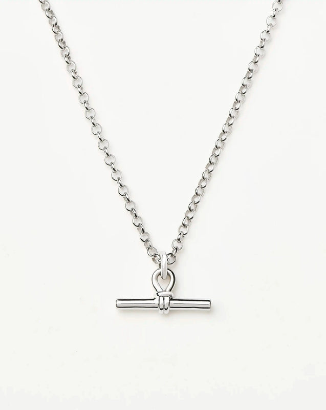 Chunky T-Bar Chain Necklace | Silver Plated