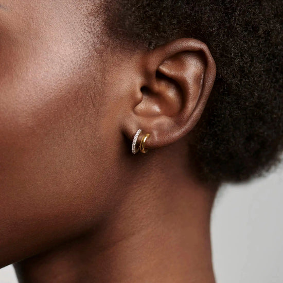 Classic Double Huggies | 18k Gold Vermeil/Cubic Zirconia Earrings Missoma 