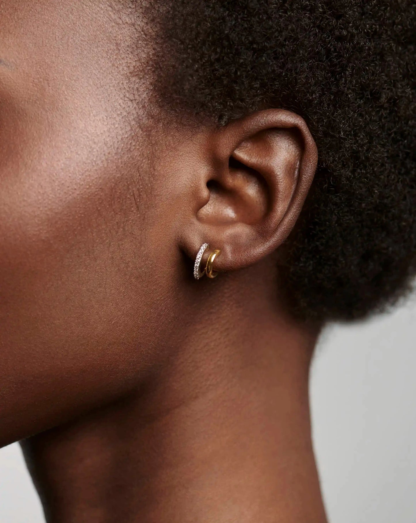 Classic Double Huggies | 18k Gold Vermeil/Cubic Zirconia Earrings Missoma 