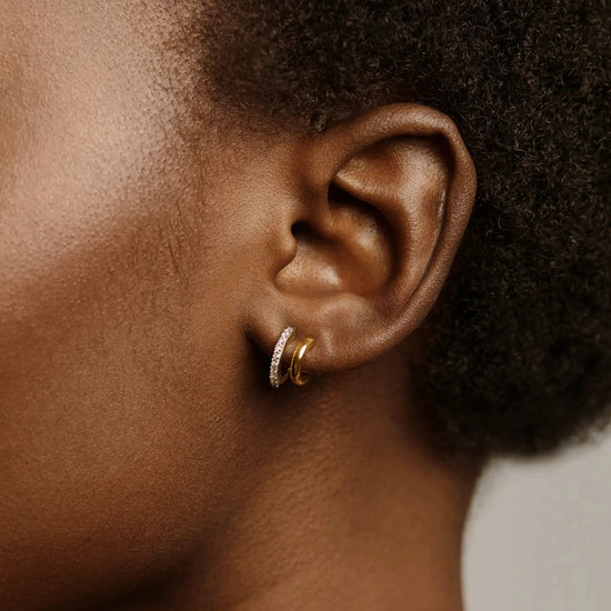 Classic Double Huggies | 18k Gold Vermeil/Cubic Zirconia Earrings Missoma 