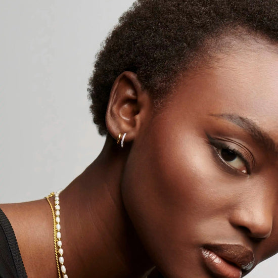 Classic Double Huggies | 18k Gold Vermeil/Cubic Zirconia Earrings Missoma 