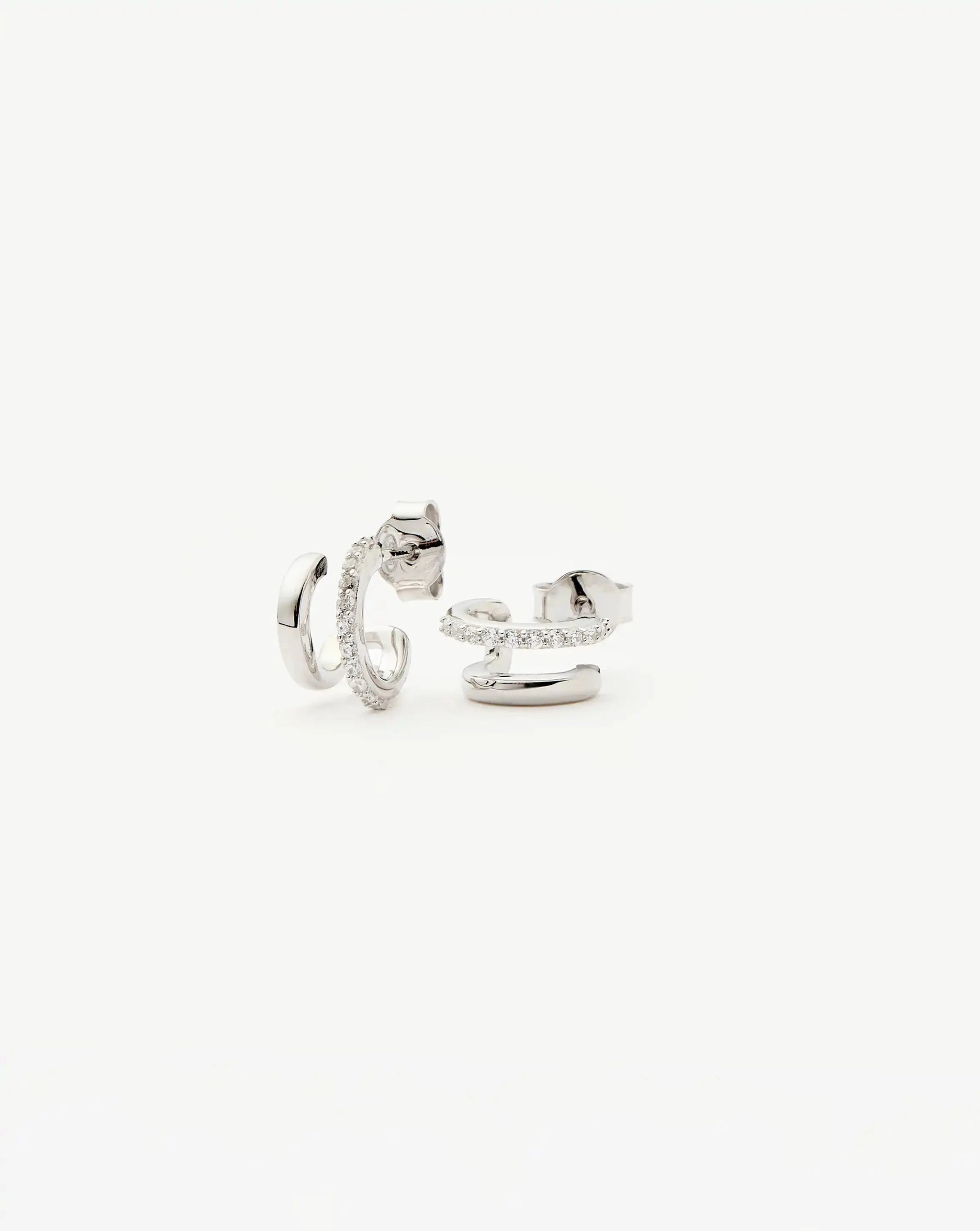 Classic Double Huggies | Sterling Silver/Cubic Zirconia Earrings Missoma 