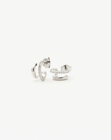 Classic Double Huggies | Sterling Silver/Cubic Zirconia Earrings Missoma 